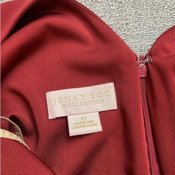 Jenny Yoo Collection Jade 1816 Luxe Crepe Dress Gown Cranberry Size 12 - Picture 6 of 9